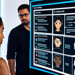 ** A diverse group of people (representing various ethnicities and abilities) working collaboratively around a digital display showcasing AI code and ethical guidelines. The scene should evoke a sense of responsibility and inclusion in the development and deployment of AI, emphasizing concepts like fairness, transparency, and safety. The atmosphere should be optimistic but cautious, highlighting both the potential and the challenges of AI.

**