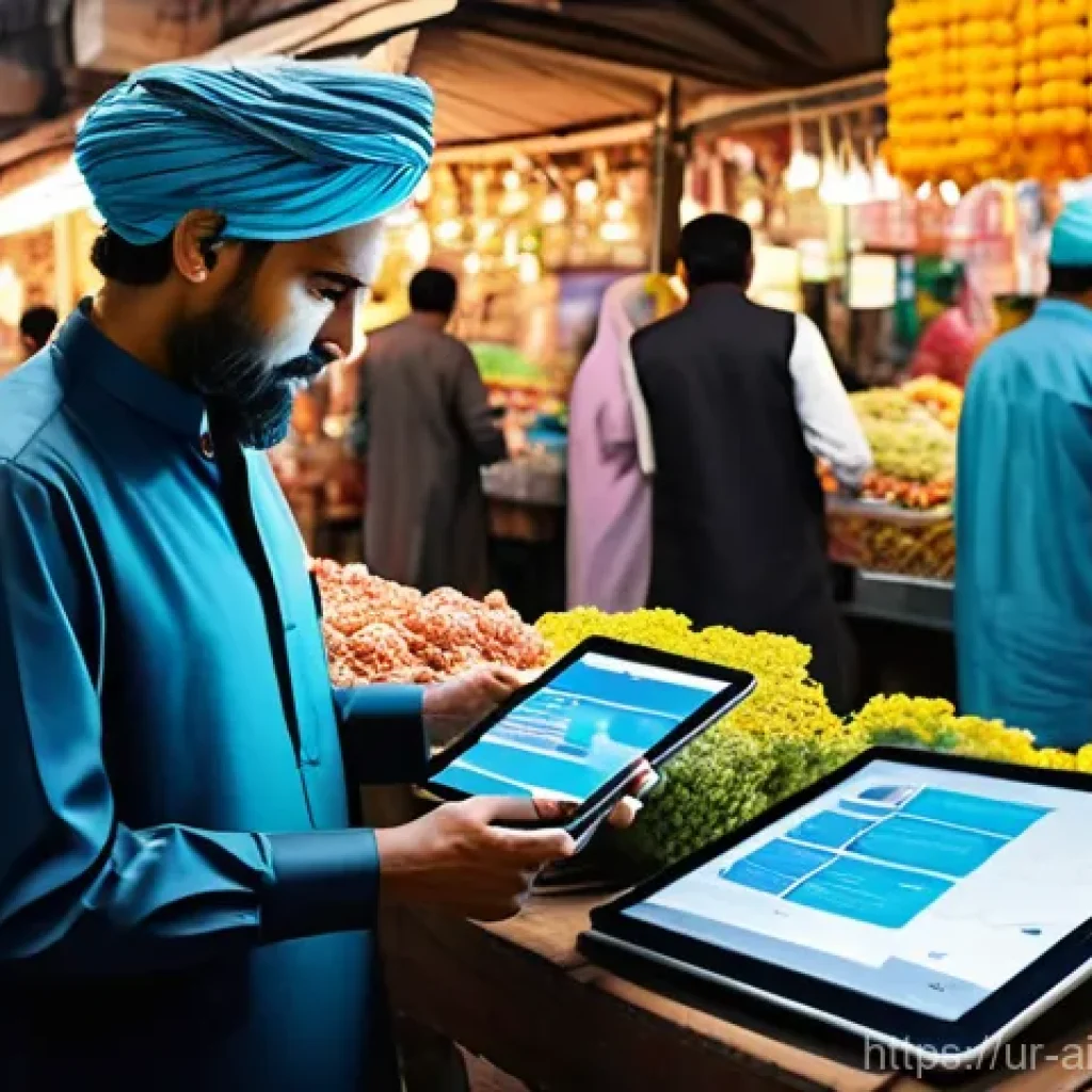 AI 윤리와 알고리즘 편향 - **Prompt 1: AI Integration in a Pakistani Market**
"A vibrant, bustling outdoor market scene in ...