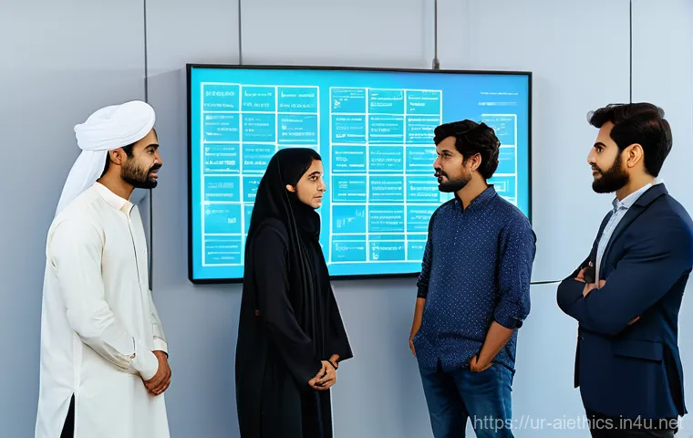 AI 윤리와 알고리즘 편향 - **Prompt 2: Algorithmic Bias in a Job Interview Scenario**
    "A diverse group of job applicants (m...