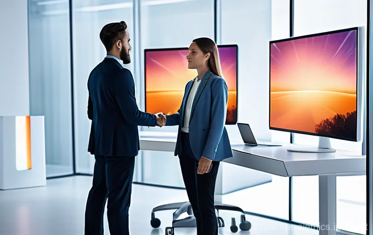 AI 윤리와 AI 채용 시스템 - Candidate Preparing for an AI Interview:**
"A young professional woman, dressed in a smart business ...