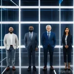 AI 윤리와 AI 윤리적 AI 기술 표준 - **Prompt for AI Justice and Inclusivity:**
    "A visually striking and hopeful image depicting a di...